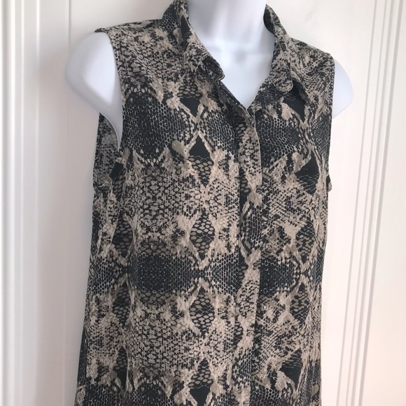 🔴 4/$15 BR tan & black snakeskin print sleeveless shirtdress in size 2 in EUC - Picture 5 of 15